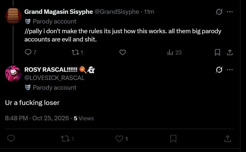 GrandSisyphe's tweet photo. I DID IT! I MADE IT TO THE RAGEBAIT QUALIFIERS! THE RAGEBAIT IT WORKED!! I GOT BLOCKED!!! WOOO https://t.co/9ChmCoxfBx