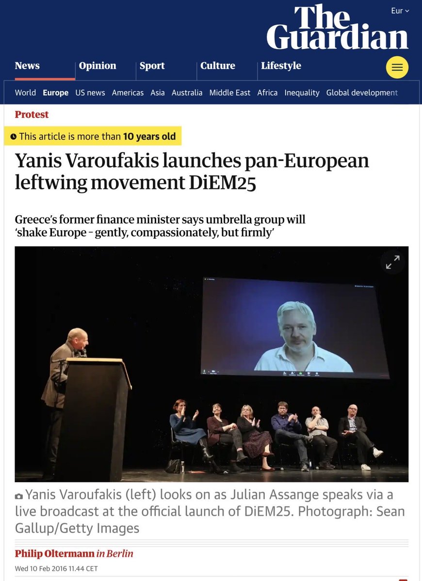 intheMatrixxx's tweet photo. Julian Assange has been formally tied to a Bernie Sanders-aligned network for a decade.

Assange is a founding member and Advisory Panel member of DiEM25, the pan-European left organization launched by Yanis Varoufakis. He spoke by live video from the Ecuadorian Embassy at DiEM25’s official Berlin launch in February 2016. DiEM25 still lists him as an Advisory Panel member.

In 2018, DiEM25 partnered with the Sanders Institute to create the Progressive International. Jane Sanders and Varoufakis issued the open call; Bernie Sanders publicly supported the project.

Progressive International has organized or sponsored major left international actions, including the 2026 “Nuestra América” convoy to Cuba that included Hasan Piker and Code Pink. It has also sent delegations to China that included socialist and communist-aligned groups.

DiEM25 and Varoufakis openly push a post-capitalist vision. DiEM25 has published pieces such as “Next Stop: Post-Capitalism.” Varoufakis has repeatedly described himself as a Marxist, written that “what we need is Marxism,” spoken at Marxism festivals on the relevance of Marx, and argued for moving beyond capitalism.

This is a documented, long-running association between Assange, a European left movement with post-capitalist goals, and the Sanders Institute’s Progressive International project.