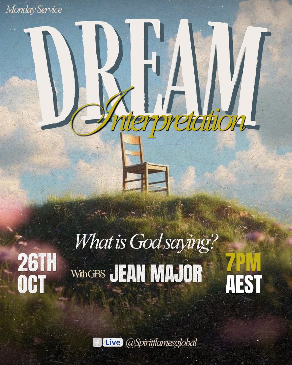 spirit_flamesgl's tweet photo. Dream Interpretation 💤

Join us this evening with our Man of God as we explore the significance of dreams and gain spiritual insight through interpretation.

⏰ 7pm AEST | 11am CAT
🌐 Streaming Live on Facebook: 
👉 https://t.co/53WsRc2vJ7

#Dreams #Spiritflamesglobal #fyp https://t.co/ENe0JQiRK5