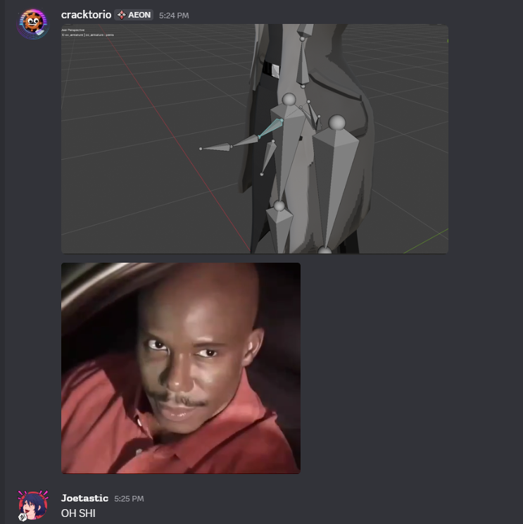 Joetastic_'s tweet photo. POV: you send your client the OC model and forget to remove the forbidden bones from the rig 💀 https://t.co/DdYY3vvv2b