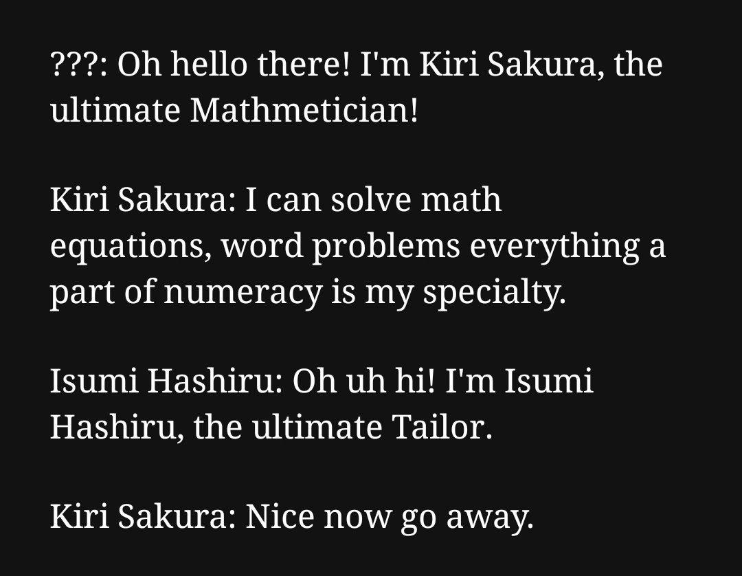 Panda___147's tweet photo. I find this the appropriate time to share my old Danganronpa OC dialogue that I wrote when I was like 10 https://t.co/kHyJJ7CrEP