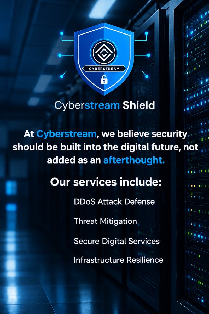 MugishaNehemie's tweet photo. MEET CYBERSTREAM SHIELD.

Cyber threats are evolving. Your protection should too.

We’re here to help businesses defend against DDoS attacks, mitigate online threats, and strengthen digital security.

Protection. Resilience. Trust.

📩 infocyberstream.rw@gmail.com https://t.co/qdSHJnck1d