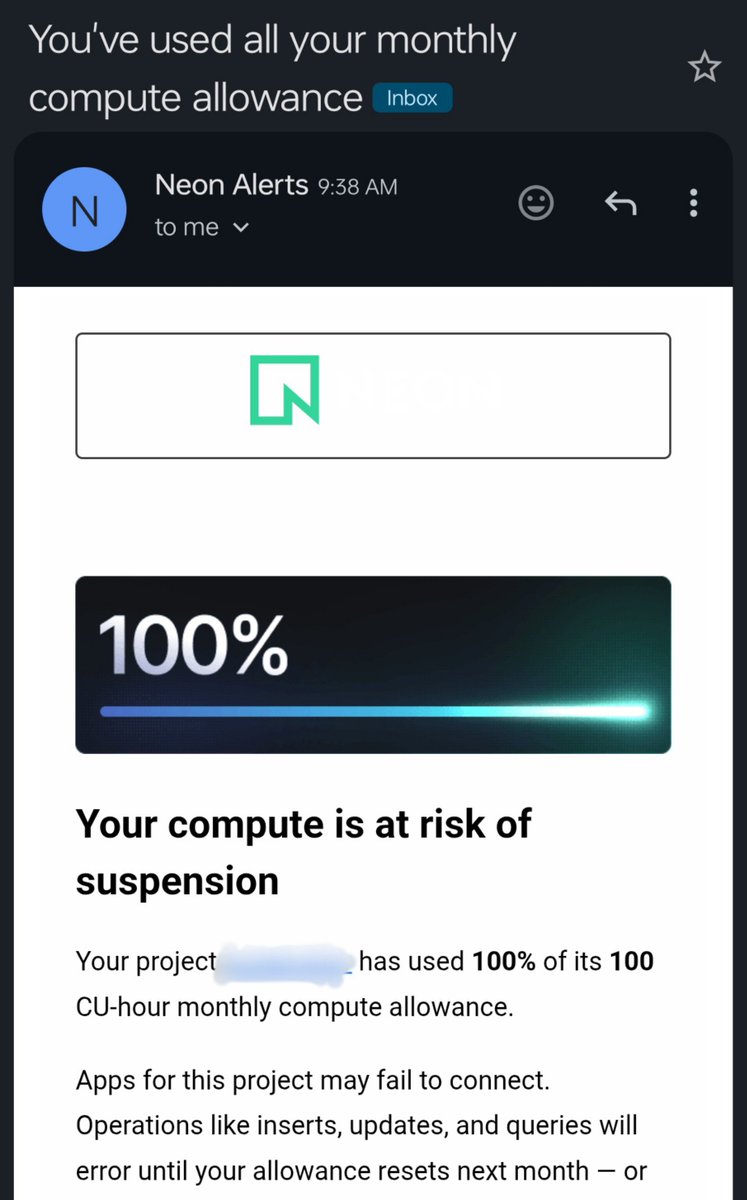 ombhanushaliii's tweet photo. nothing quite like your db provider congratulating you via a suspension notice https://t.co/BOhD8Hoigl