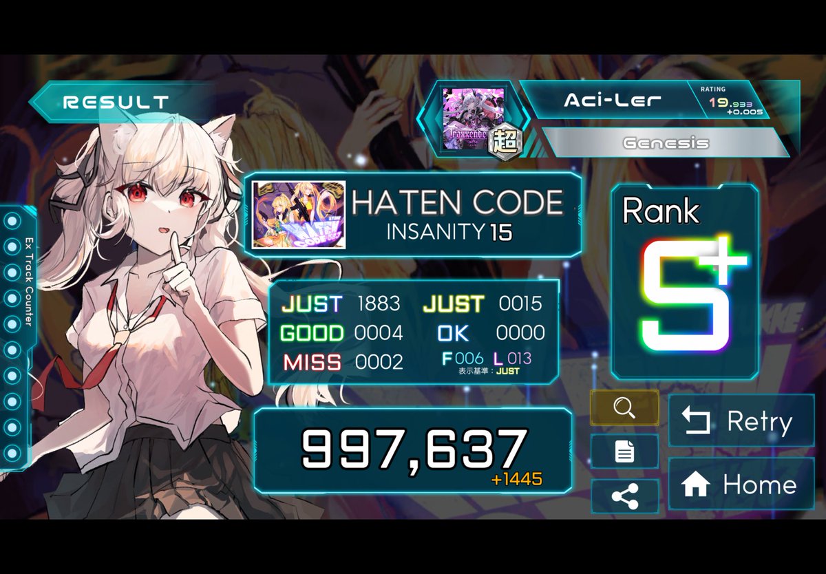 AciLer01's tweet photo. HATEN CODE 583
9975！！！！！！
単曲20の11曲目！！！！ https://t.co/A6xkqVaTA1