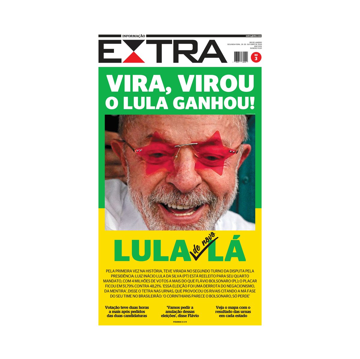 jornalextra's tweet photo. Bom dia! Esta é a capa da edição do #jornalextra desta segunda-feira, dia 26 de outubro. Para ler as notícias, acompanhe nossas redes sociais ou acesse o site https://t.co/tyrippInnm. https://t.co/kXpDVyiUnT