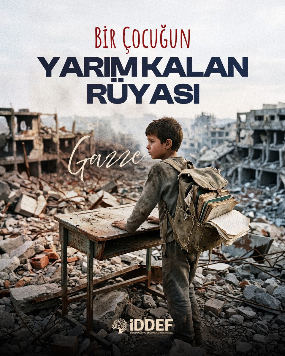 iddef's tweet photo. Bir Çocuğun Yarım Kalan Dünyası…

Gazze’de çocukların hayalleri enkazların altında kalıyor. Bir okul sırası boş, bir defter yarım, nice çocukların geleceği belirsiz…

Bir çocuğun çocukluğu yarım kalırken sessiz kalma!

#GazzeİçinSeferberOl
🔁 Yeniden paylaş, zulmü duyur. https://t.co/8SOEH6Ij7t