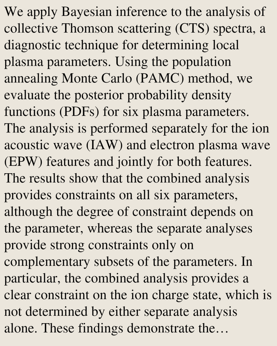 VPHM's tweet photo. Two-component Bayesian modeling in the data analysis of collective Thomson scattering

Akito Nakano, Kentaro Sakai, Hantao Ji, Lan Gao, Brandon K. Russell, Takeo Hoshi
https://t.co/x4putOsdza [𝚙𝚑𝚢𝚜𝚒𝚌𝚜.𝚙𝚕𝚊𝚜𝚖-𝚙𝚑] https://t.co/bLJ2iYPJq0