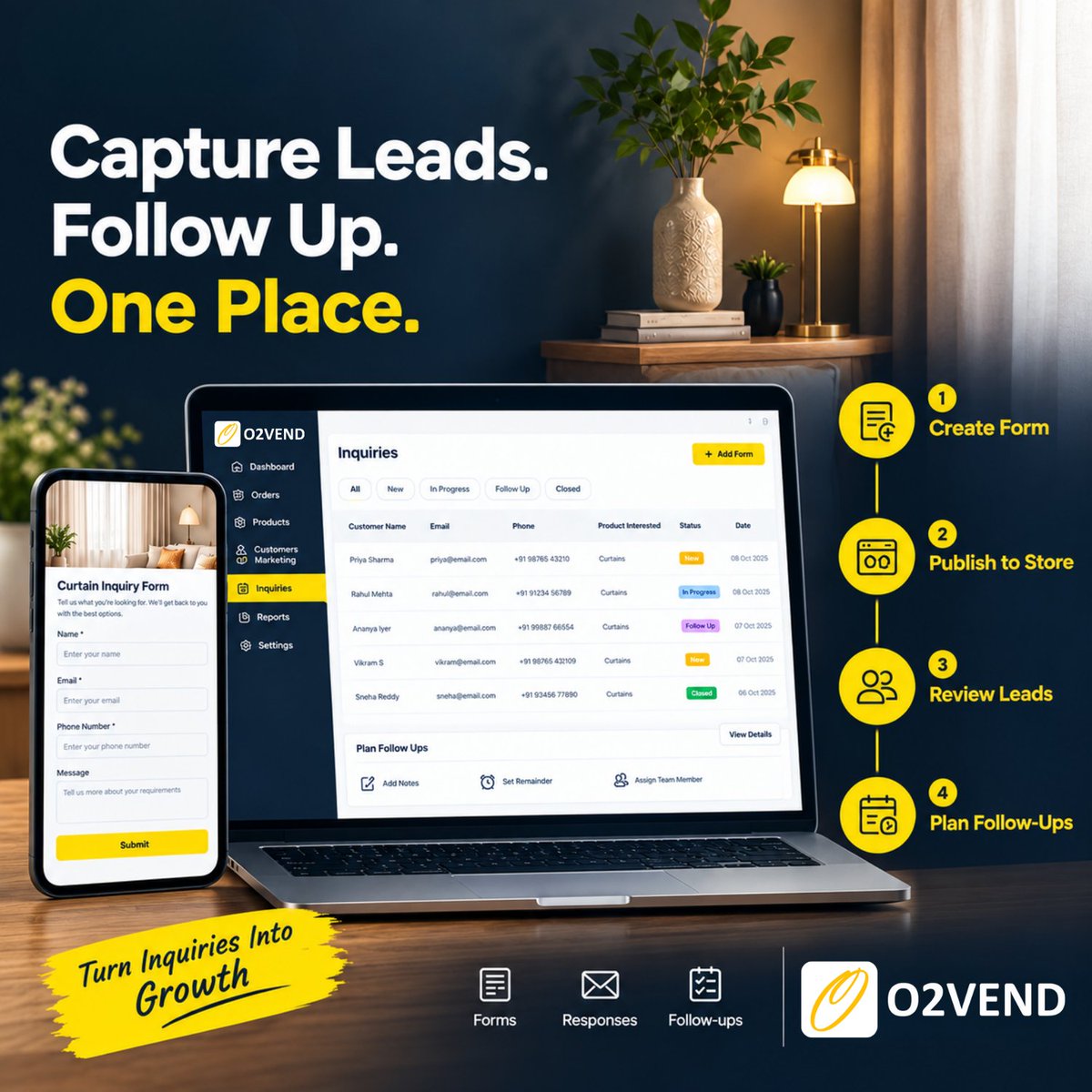 O2Vend's tweet photo. Capture every inquiry. Simplify every follow-up.
With O2VEND, create forms, collect customer responses, and manage leads from one place.
Turn inquiries into opportunities! π
Learn More: https://t.co/0dqUHyZaf9
#O2VEND #LeadManagement #LeadGeneration https://t.co/7UWtD8HtSM