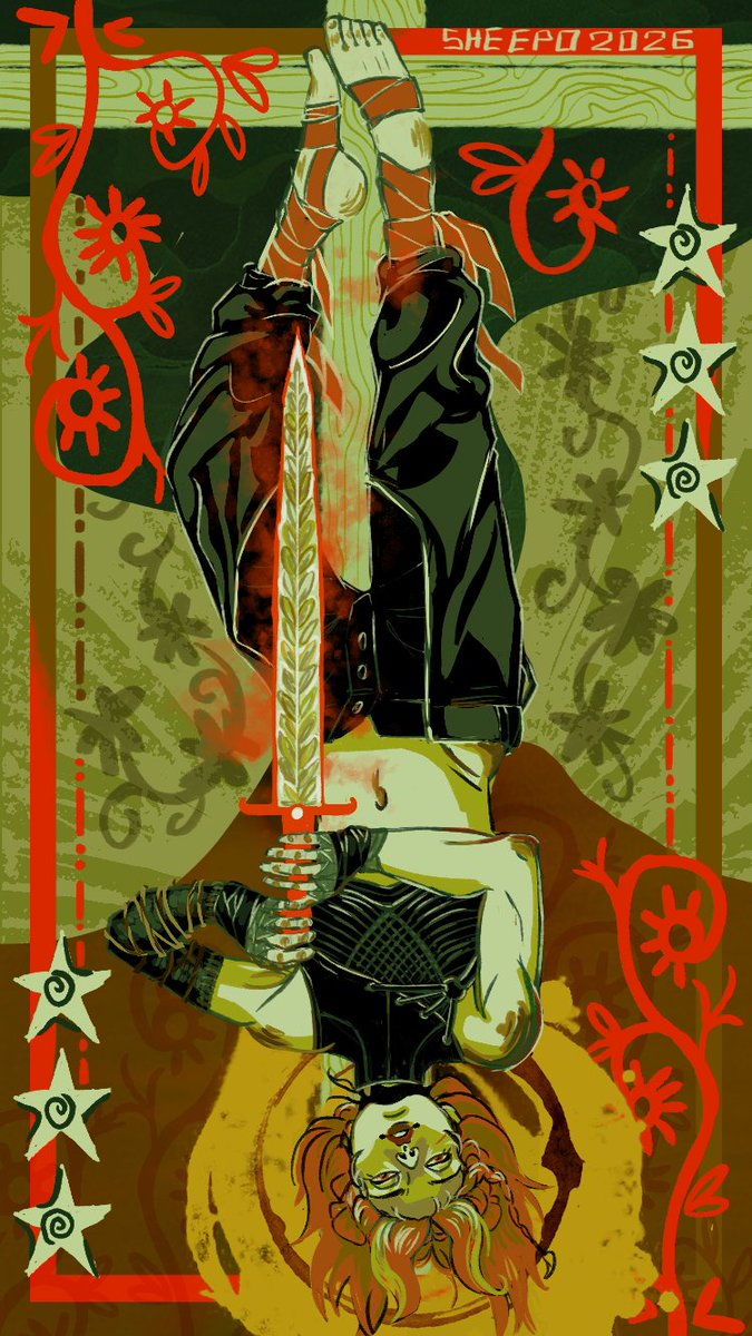 orangesheep0's tweet photo. took me forever to draw this piece man, im so cooked #tarotcard #thehangedman #digitalart https://t.co/4sFRG0C8Hb