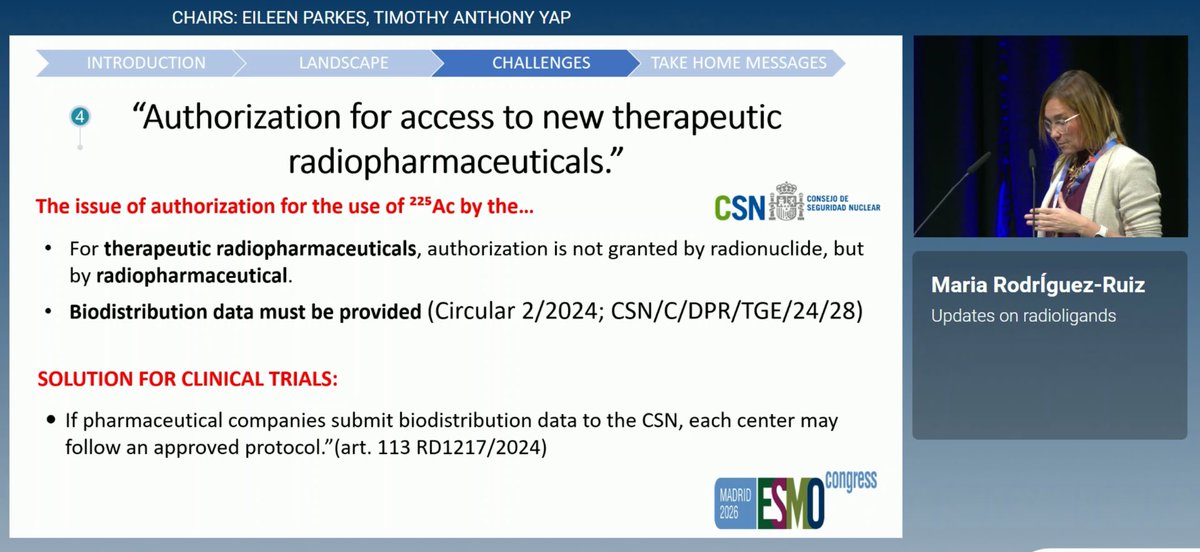 MarioBalsaMD's tweet photo. ☢️ #ESMO26 | Radioligands are moving well beyond PSMA & SSTR! 

🎯 New targets: DLL3, FAP, CAIX…
▪️Think ADC architecture, but swap the payload for a radionuclide
⚠️ Biggest ceiling? Manufacturing, dosimetry & regulation

The biology is exciting, now logistics need to stop being radioactive….

@OncoAlert @OncoReporte @myESMO @_SEOM