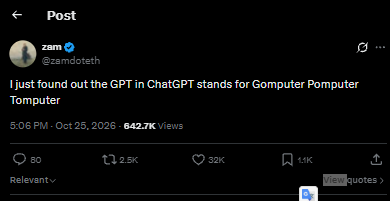 terrythedevv's tweet photo. This is the best ANTI-AI narrative.

GPT stands for "Gomputer Pomputer Tomputer"

Making fun of CHATGPT + PauseAI charity.
https://t.co/T50pLlDys0 https://t.co/zigh0RXiRM