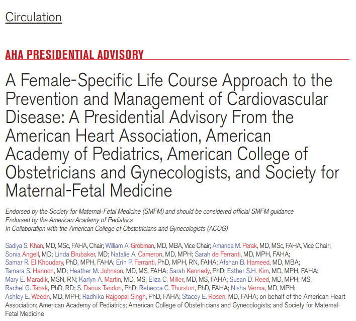 AHAScience's tweet photo. A paradigm shift in women’s cardiovascular (CV) care is required.

This Female Life Stage framework provides a unifying, person centered approach across the life course beginning with menarche and through the years after menopause to optimize CV health for all girls, women, and their communities. 

Physiologic changes in sex hormones define clinically distinct life stages: perimenarche, ovarian cycling, perimenopause, postmenopause, each informing female-specific screening, prevention, and management. The peripregnancy period and exposure to exogenous hormone therapy can be considered as cross-cutting modifiers. Premenarche does not have sex-specific guidance for CV health, but is a foundational period to long-term CV health with CV health behaviors and attitudes being developed early.

@American_Heart, @AmerAcadPeds, @acog and the Society for Maternal-Fetal Medicine jointly approve this shared model.

📷 Interconnected hormonal, psychosocial, and cardiovascular health across the female life course.

✍🏼 @heartDocSadiya

https://t.co/aIw557Ic8u