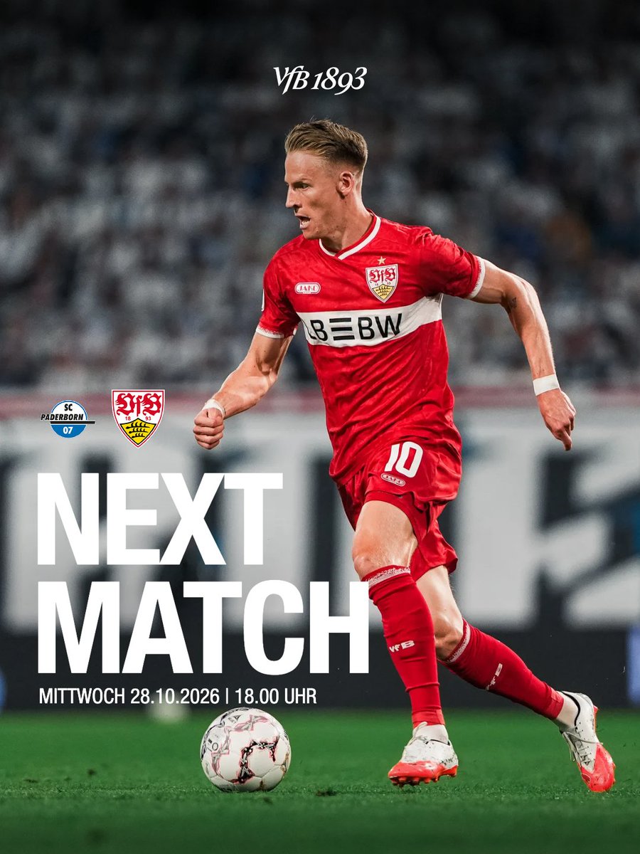 VfB's tweet photo. Next Stop: DFB-Pokal! 🏆
Die nächste Englische Woche steht an - wir treffen am kommenden Mittwoch auf den SC Paderborn.

Alles geben und ab ins Achtelfinale!

#VfB | #VfB1893 | #DFBPokal | #SCPVfB https://t.co/RCkiHlq1sw