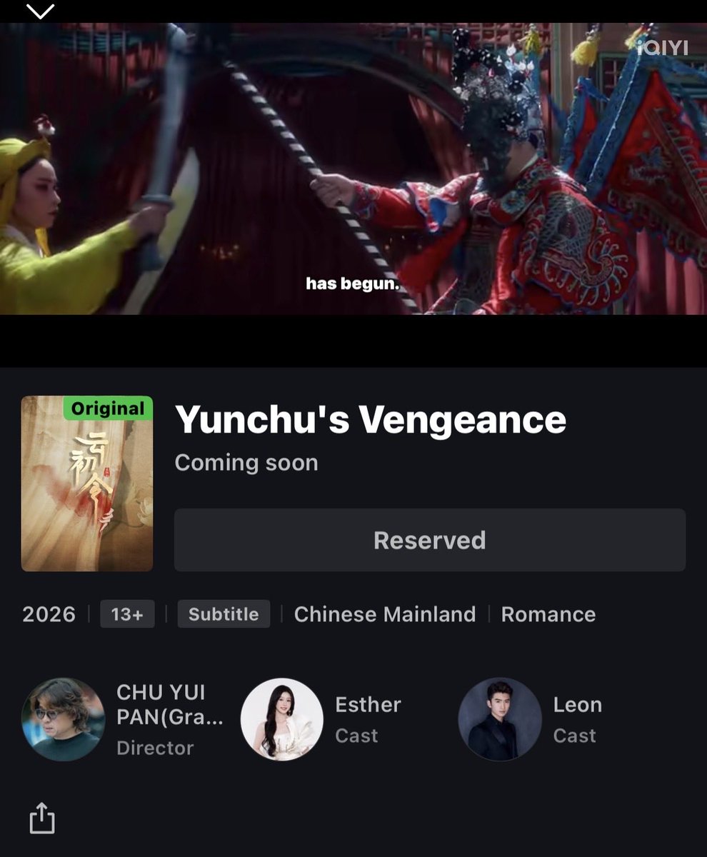 DEEBEE01051's tweet photo. Have you reserved #YunChusvengence on @iQIYI @iQIYIofficial ?!!!
Click the link below and make a reservation… this is the Chinese drama of the year!!! 🙌🔥🔥🔥
Revenge
Romance
Ensemble
Family intrigues
Thriller
https://t.co/M1hh9ZAabx
#EstherYu
#YuShuxin https://t.co/npswjDU6c4
