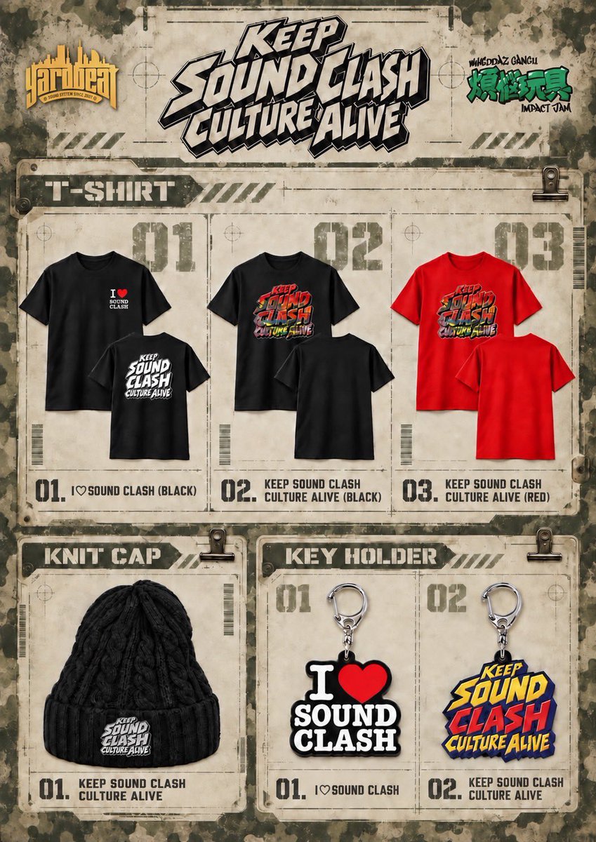 YARDBEAT_JP's tweet photo. 【BAYSIDE CLASH 2026物販情報】

いよいよ開催まで8️⃣日💥

BAYSIDE CLASH 2026
に向けてサウンドクラッシュを
テーマにしたアイテムが登場‼️

2026年11月3日(祝･文化の日)
@YOKOHAMA BAY HALL
当日会場内にて販売🔥

前売りチケットも販売中🎫
是非ご来場の上、お買い求め下さい✨️ https://t.co/9RtiMUYxdv