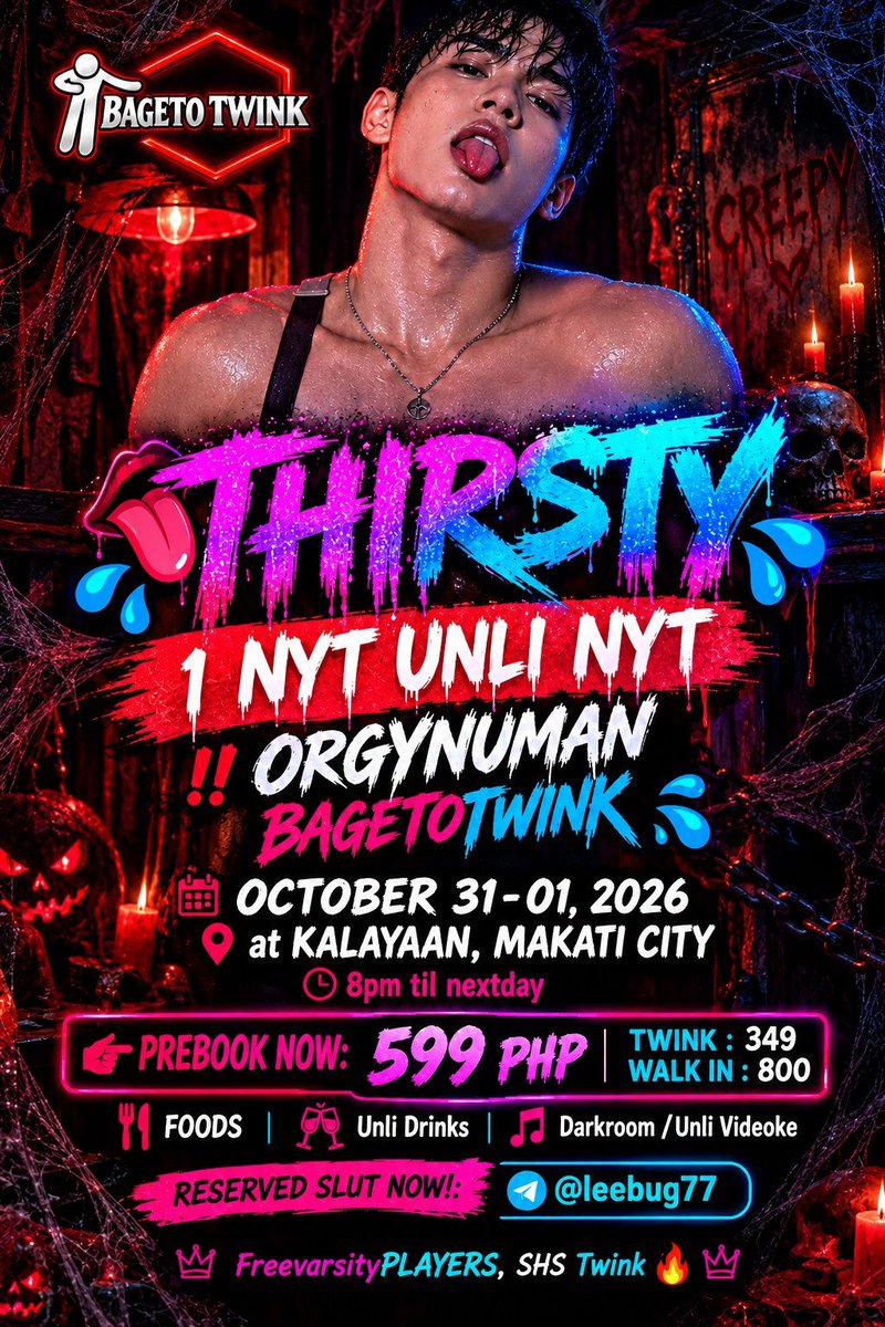 BAGEToTWINK's tweet photo. 👉𝟏 𝐍𝐘𝐓 UNLI  𝐍𝐘𝐓 FUCKFEAST Twink 
‼️ORGYNUMAN 
𝐁𝐀𝐆𝐄𝐓𝐨𝐓𝐖𝐈𝐍𝐊   with a Wild Fucking ACTION with WILD FUCKERS💦

👉get chance to meet BAGEToTWINK  models .

𝐑𝐄𝐒𝐄𝐑𝐕𝐄𝐃  𝐍𝐎𝐖!:

👉FREE Shs/ varsityplayers / Free- 21 below twink 🔥 https://t.co/b1KwAPvzYJ