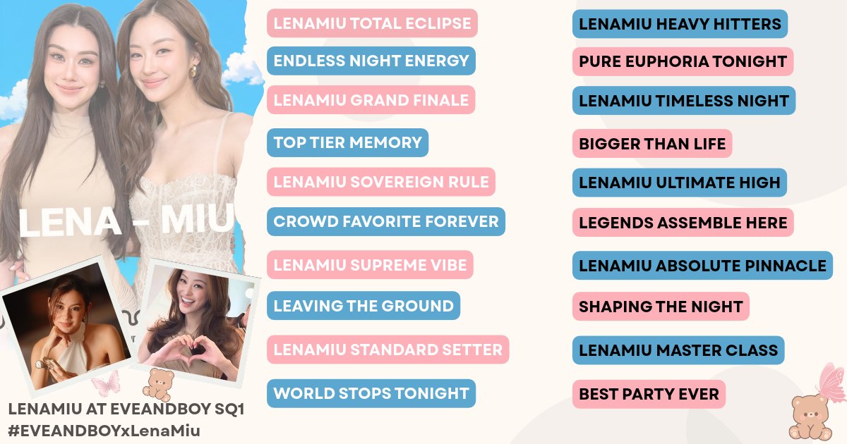 mystea_ems's tweet photo. Tag booster Fifteen

LENAMIU AT EVEANDBOY SQ1
#EVEANDBOYxLenaMiu https://t.co/bU0qIDZ0kU