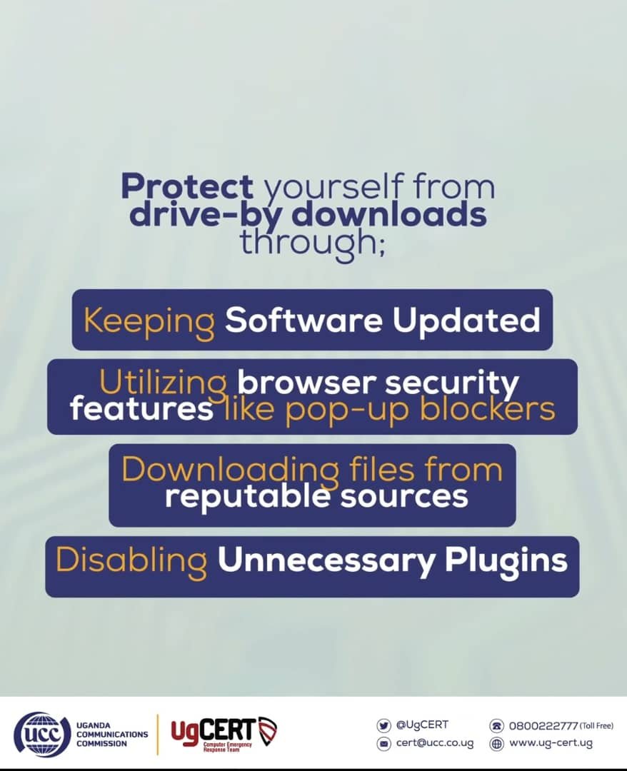 RoqueDerryque's tweet photo. 🔒 Cyber Safety Tip: Avoid drive-by downloads!

🔹 Keep your software updated
🔹 Enable pop-up blockers
🔹 Only download from trusted sources
🔹 Disable unnecessary plugins

Your security starts with you! @UgCERT #StayVigilant #CyberSafety
#GoldenPosts
@UCC_ED https://t.co/FUFKqZNLoy