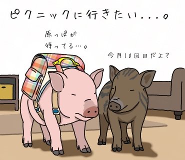tsumatokuma66's tweet photo. 🐖「外でおにぎりを食べたい。」 https://t.co/u8xlqu8E35