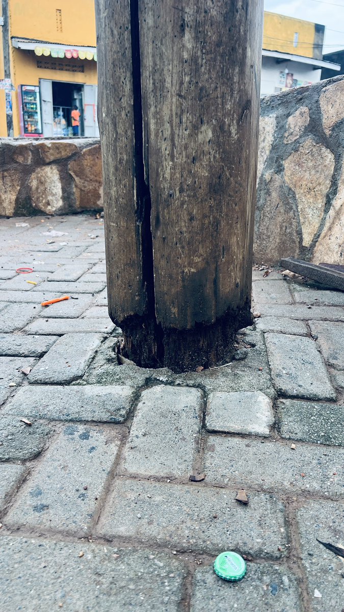 SteveUG's tweet photo. Kind request to @UEDCLTD to replace this pole in Nabbingo town 160 m from the stage on the road to Trinity College. https://t.co/7UV8adaf28