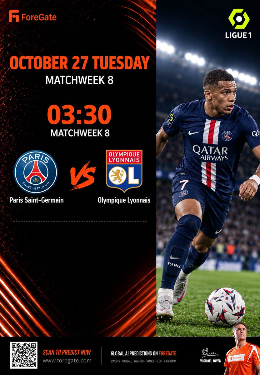 Fore_Gate's tweet photo. ⚽ All that possession means nothing if Lyon land the sucker punch.

PSG vs Lyon. Back Paris to find a way through, or Lyon to catch them on the break? 👀

📅 27 Oct · Tue · 03:30 (UTC+8)

Read the game. Call the result.
https://t.co/O4daWum6B8

#ForeGate #Ligue1 #PSG #OL https://t.co/ByM0NF1pv8