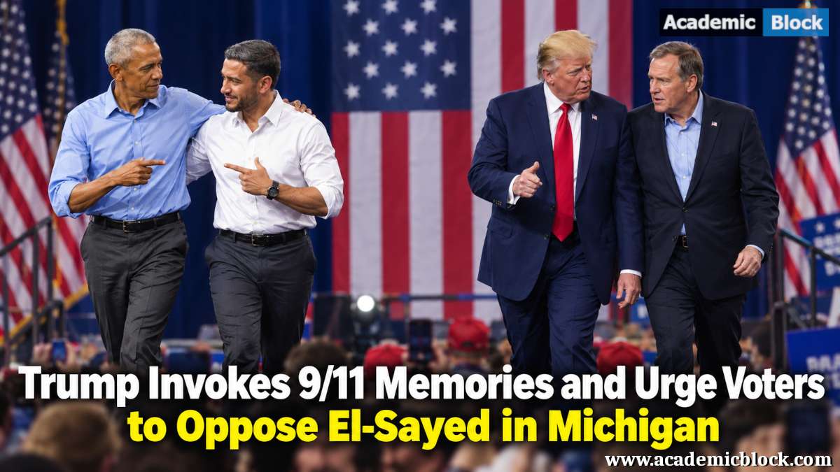 AcademicBlock_'s tweet photo. Trump Invokes 9/11 to Target El-Sayed in Michigan Race

Trump compares Abdul El-Sayed to 9/11 attackers, while the Senate candidate denies extremist ties.

Read more:
https://t.co/GtLznS3TqU

#Trump #AbdulElSayed #Michigan #USElections #USMidterms #USPolitics #academicblock https://t.co/xq6zHFzslt