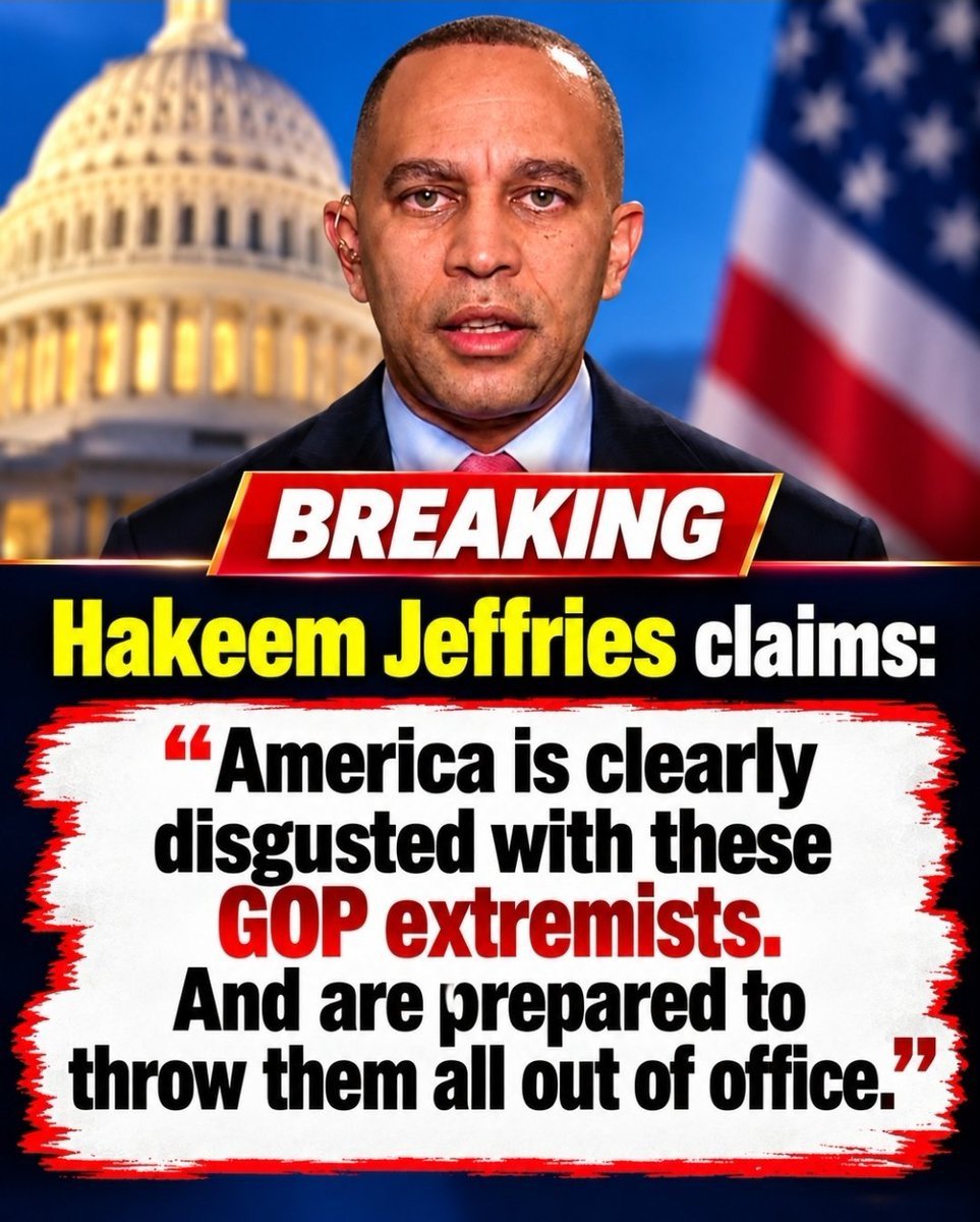 0Monica_78's tweet photo. 🚨BREAKING: Hakeem Jeffries claims that Americans are ready for Democrats to take over all the power.

What's your response? https://t.co/BlBkklWj15