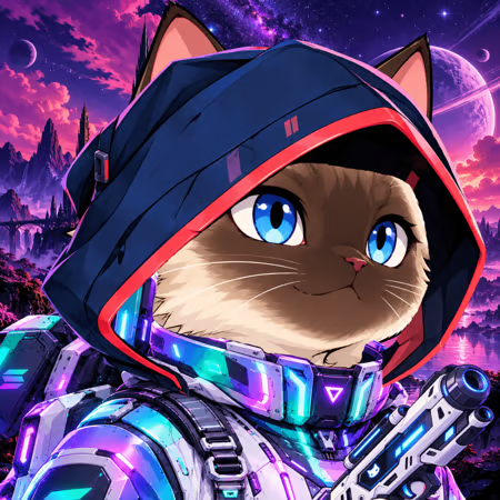 Adammcg20's tweet photo. I minted these 2 cute @galaxycatdet NFTs! 
A newly launched Solana project building some fun looking games using NFTs. 
I'm a big advocate for using NFTs in gaming, so I'm keen to see what they build. LFG!😽 https://t.co/2nhVGgqYMf