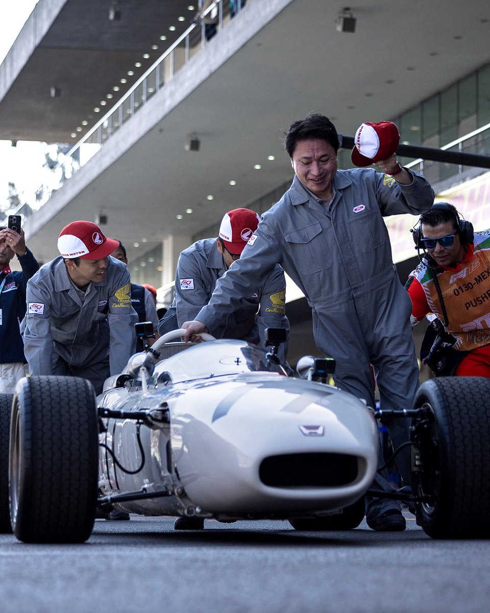 HondaRacingF1's tweet photo. One year on from this unforgettable moment. Yuki Tsunoda took to the wheel of the RA272, at the 2025 Mexican Grand Prix, driving the machine 60 years on from Honda's first victory in F1 🇲🇽 https://t.co/qdAklWPzLX