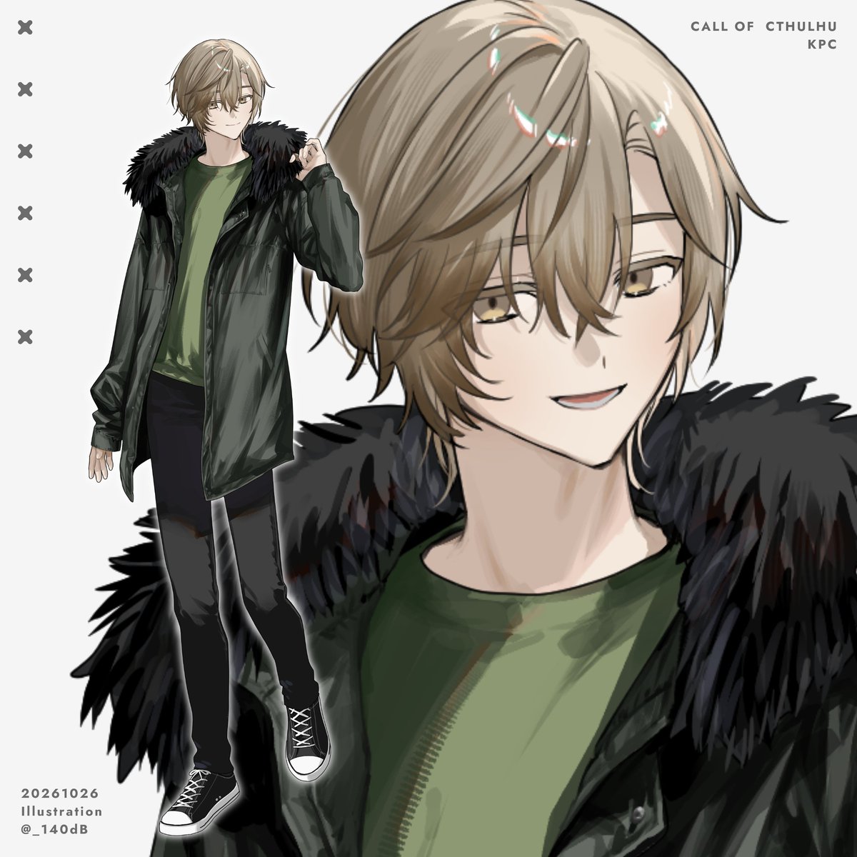 _140dB's tweet photo. 数年ぶりのCoCで立ち絵描いた　今回のKPC https://t.co/4GHTej6Tmn