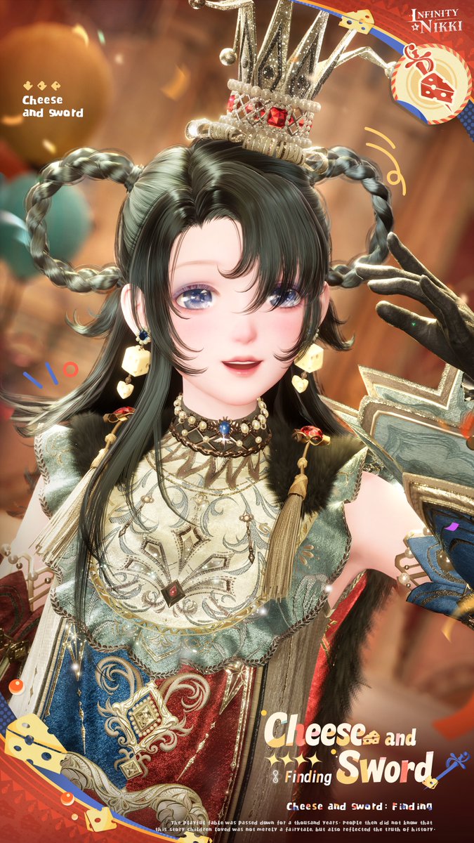 InfinityNikkiEN's tweet photo. ♾️ Whimsical Wardrobe | Cheese and Sword
>> Main Attribute: Sweet

In Florawish a thousand years ago, a fable about the Pika Kingdom was passed down. All kinds of Pikas lived in a utopia until calamity suddenly struck...

🧀 Outfit Ability
Cheese's Edge: Whimsicality: A piece of fragrant, soft cheese, a sharp rapier, and the future a girl yearns for hold both a sweet taste and the strength to protect what she loves.

🧀 Outfit Details
Cheese and Sword can be evolved into the outfit Cheese and Sword: Finding. Fully glow it up to obtain the outfit Cheese and Sword: Answer.

🧀 Event Duration
After the Version 2.11 update on October 29, 2026 – November 26, 2026, 10:29 (UTC-7)

🧀 Resonance Rules
During the event, use Revelation Crystals, Frostwish Exclusive Revelation Gems, or Limited-Time Revelation Crystals to resonate in "Snowfall, Softly Sung." Every 10 Resonances guarantees one 4-star or higher piece, and every 20 Resonances guarantees one 5-star piece.

Note: Some makeup shown in the image is for reference only. The outfit's actual presentation may vary in the game.

——
➤ Infinity Nikki Version 2.11 Tales Woven in Time launches globally on October 29 (UTC-7)!
➤ Download Now: https://t.co/soaPebzlY9
➤ Join us on Discord: https://t.co/QvZPw1gJOV
#InfinityNikki
#TalesWoveninTime