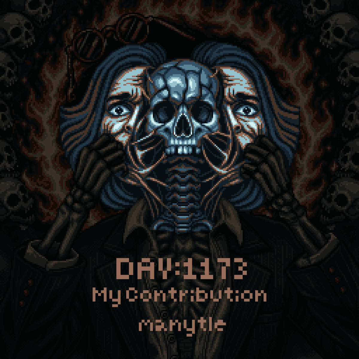 manytle's tweet photo. Day 1173 : THE OSSEN
Yesterday, @afurourrego  thoughtfully prepared this theme for @osseneth , and this is the artwork I collaborated on with them on the canvas.

Open Mint 11 Hours Left on @basepaint_xyz 
https://t.co/r1JVNwTR43 https://t.co/mBco8BP9Jm