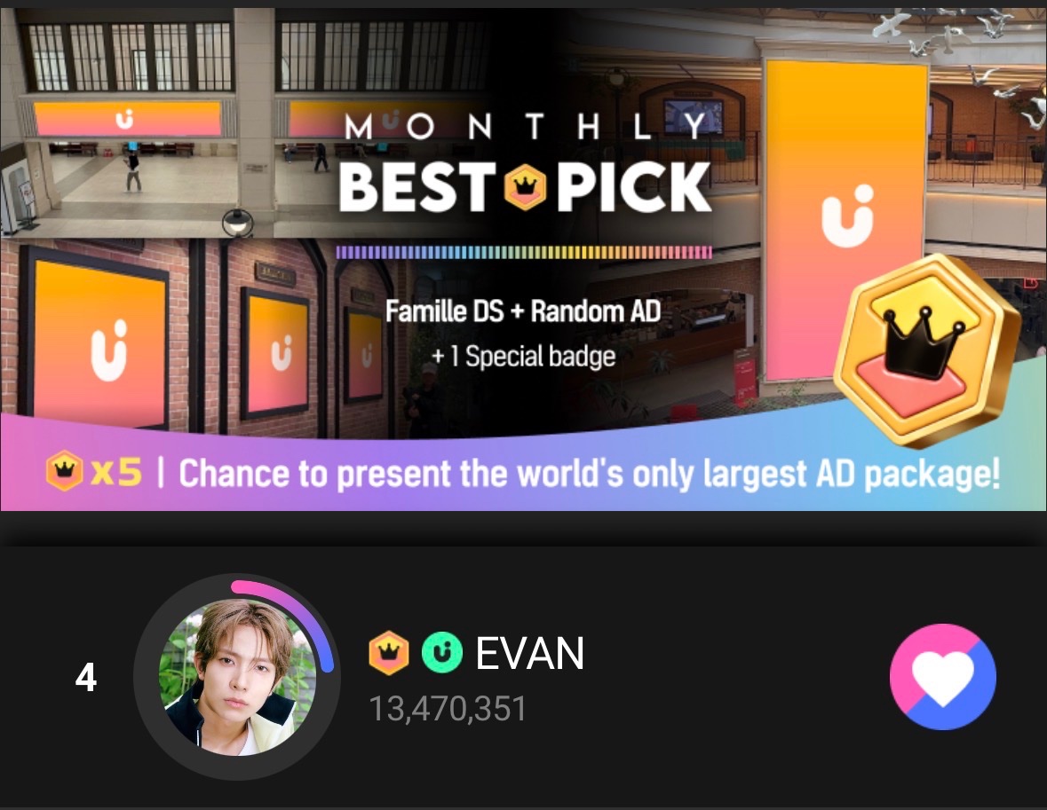 EvanVoting's tweet photo. [🗳] UPICK: October Best Pick

Monthly Best Pick is ongoing Please continue collecting Jams on UPICK and save as many as you can. Wait for our announcement on when to drop your votes!

🔗: https://t.co/SnEVHM186Y…
🎯: 1st
🗓: Oct. 29 – 3:00 PM KST

#EVAN #에반 @h_evva_n @evan_officialJP