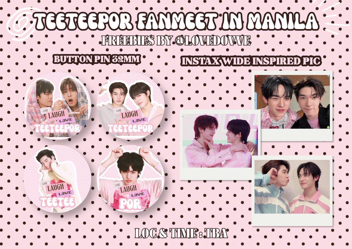 loved0vve's tweet photo. ⋆˚꩜｡ TEETEEPOR FANMEET IN MANILA — ᨳଓ . 

freebies by @loved0vve 

⋆˙⟡ strictly 1:1
      - limited quantity
𑣲⋆ like &amp; rt !
⤷ ゛open for trades  ˎˊ˗ 

see you there vava ! ❀⋆.ೃ࿔*:･
#teeteepor
#TeeteePorFMinManila https://t.co/AYH79kqiaS