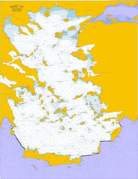 ipekbudak's tweet photo. DAILY REMINDER:

Greece has no coastline on the Eastern Mediterranean. The islands of Crete, Karpathos, Kasos, and Rhodes belong to the Aegean Sea and only possess rights over their territorial waters. They cannot generate a coastline that serves as a basis for an CS/EEZ https://t.co/CdSDX8WcXw