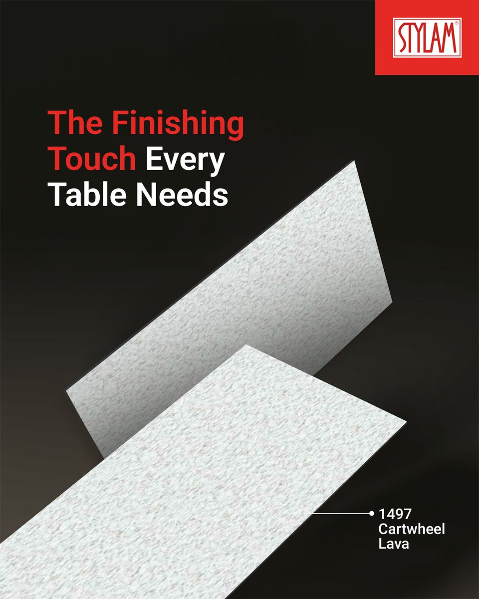 StylamLaminate's tweet photo. The Finishing Touch Every Table Needs.✨

Discover TableX by Stylam (1497 Cartwheel Lava) -customizable, durable, and crafted for modern dining &amp; workspace luxury.

🌐 Learn more at https://t.co/yqyMpEUTls

#Stylam #TableX #FurnitureDesign #InteriorDesign #HomeDecor #ModernLiving https://t.co/tk78p7jmlH
