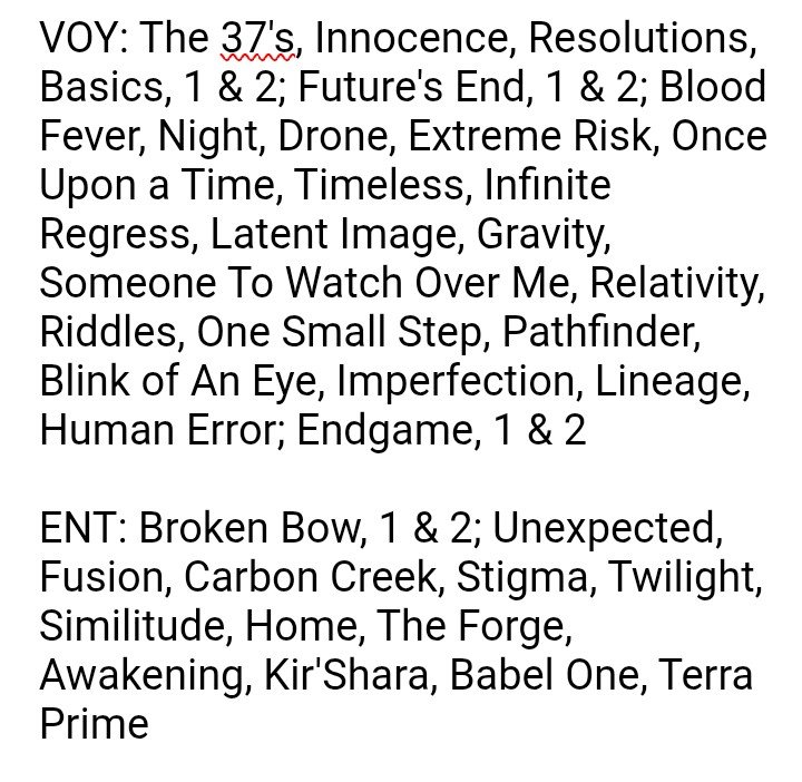 treklady11's tweet photo. Thanks!
A few months ago someone asked me what my favorite #StarTrek episodes are, and I compiled the list below. I would also add the ENT episodes Shockwave, 1 & 2, and Stormfront, 1 & 2. Great writing by Berman, Braga, and Coto. https://t.co/4jjvlLP46C