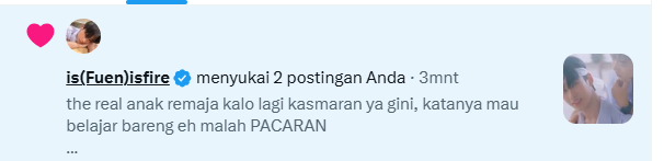 jjhwaa's tweet photo. diantara banyaknya twt gue, dia like yg ini doang. FIX aslinya emang pacaran kan lo berdua?? https://t.co/eEnYzsv45n