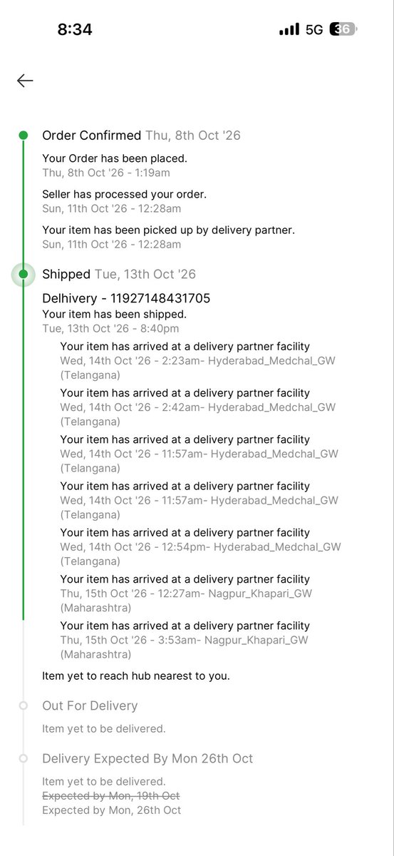 HarshitThawre97's tweet photo. Worst service by @Flipkart &amp; @delhivery! My Refrigerator (ID: OD438825776899407100) is stuck at Nagpur hub since Oct 13, despite delivery location being Nagpur! 🛑 Sold my old fridge, facing huge trouble. Plz deliver today! @FlipkartSupport @Flipkart https://t.co/Hl2weoj4wZ