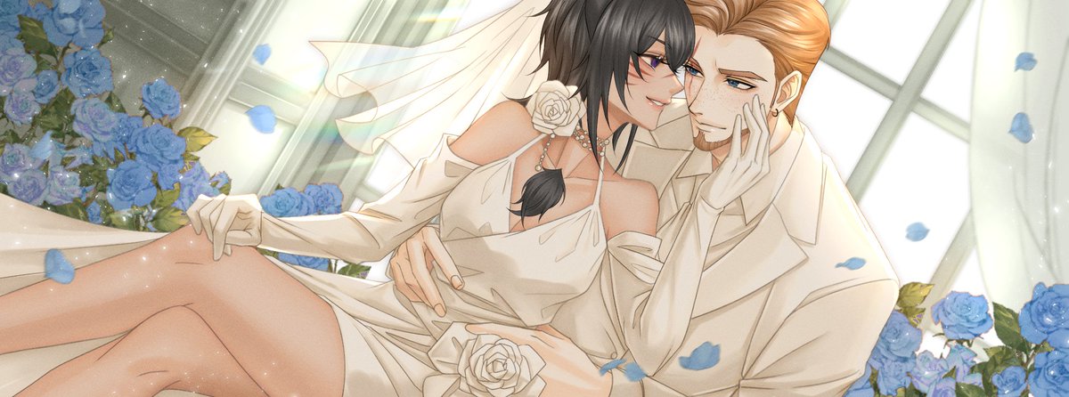 WolfcatRisi's tweet photo. Officially Mrs. Winters IRL too! (not real last name, before anyone worries lol)

We had a small ceremony and it was beautiful and filled with so much love!

🎨: @Reiwa___

#RisiDoodles https://t.co/u7lSatWlwS