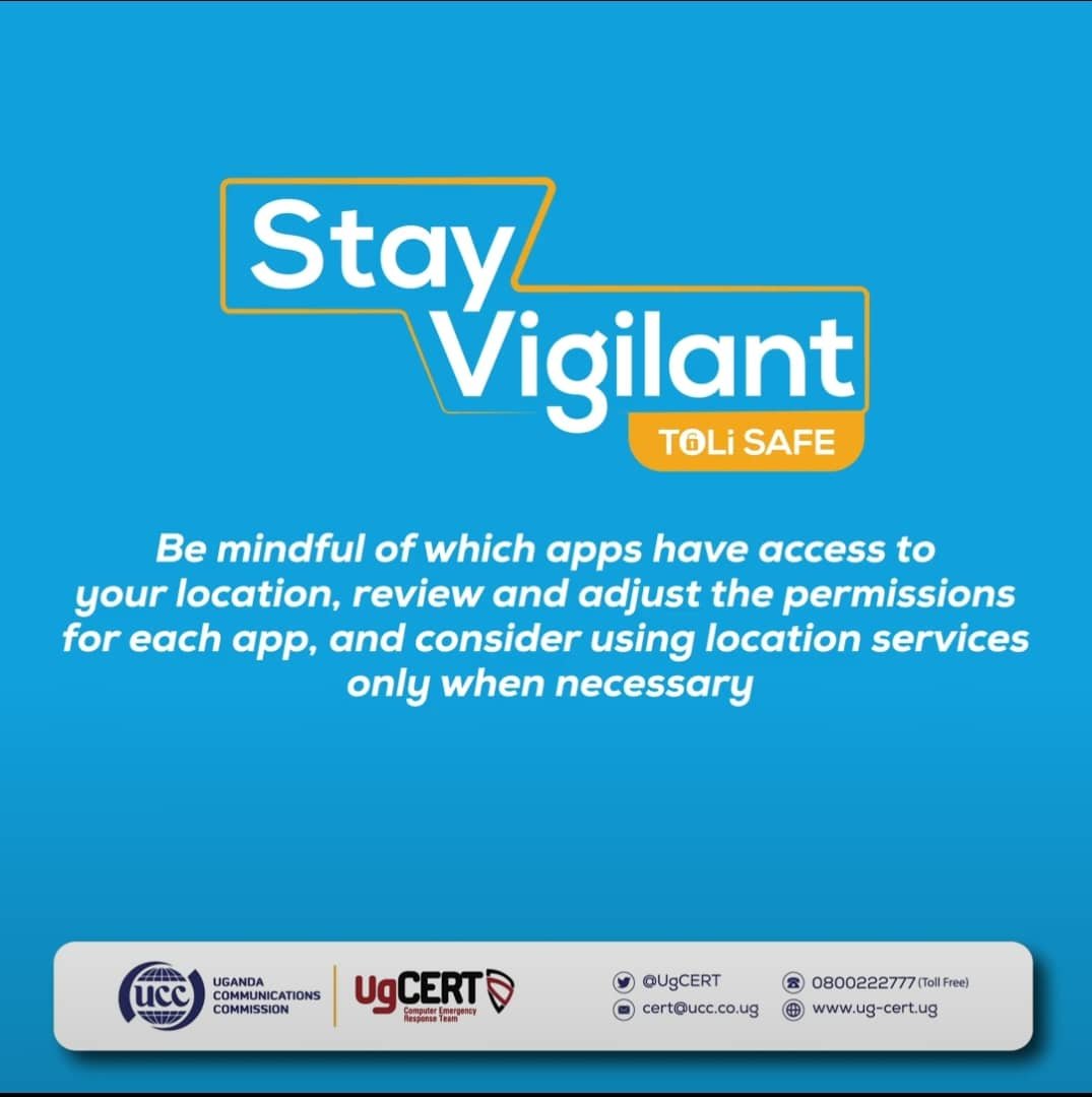 EdgarRubalema's tweet photo. Stay Vigilant! Check which apps can access your location. Review each app's permissions and allow location only when truly needed. Your privacy, your call. #GoldenPosts @UgCERT @UCC_Official https://t.co/IARDBXthH0