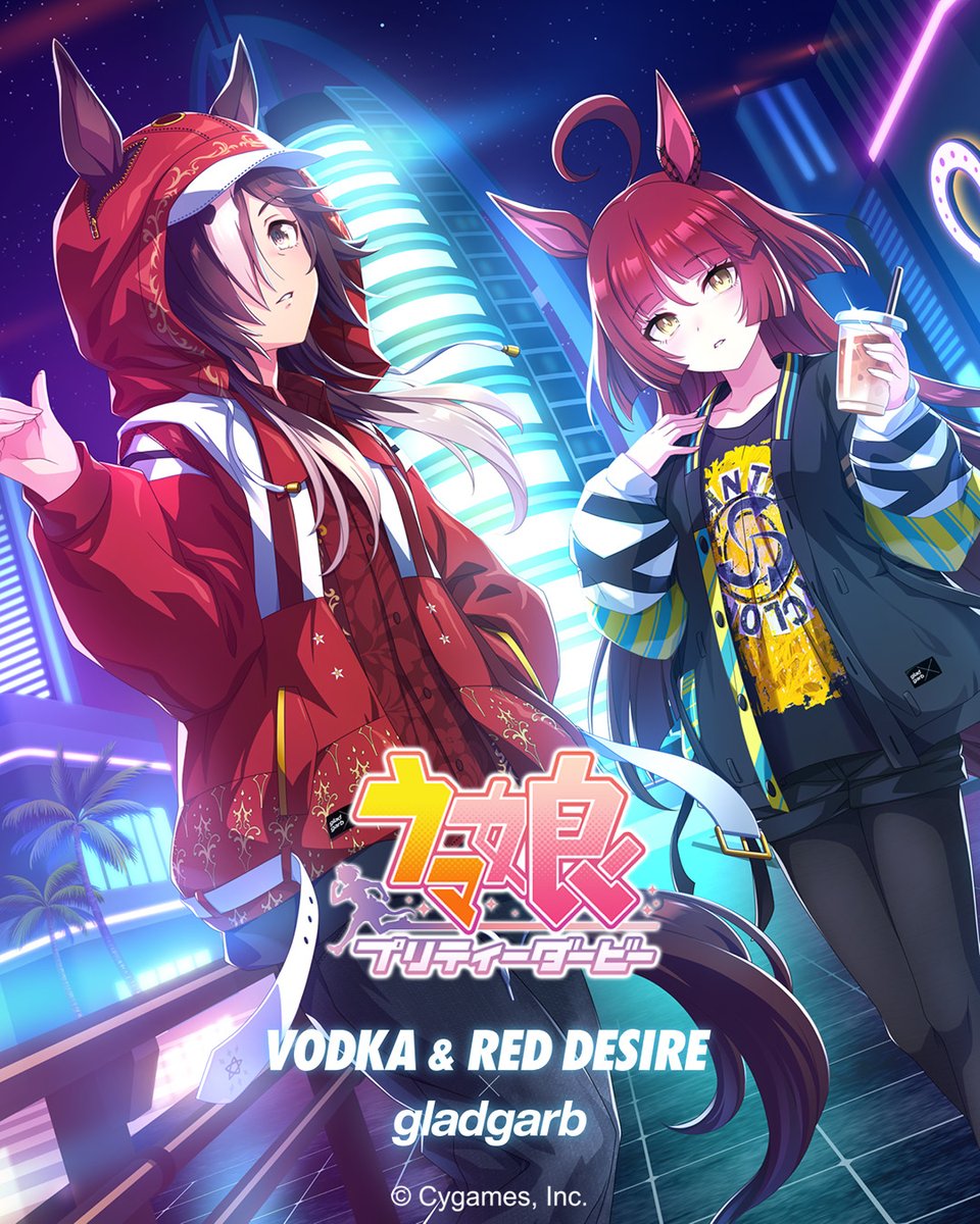gladgarb_X's tweet photo. 【　ウマ娘 × gladgarb　】

『ウマ娘 プリティーダービー』の世界観とウオッカ、レッドディザイアの衣装をストリートのマナーで表現した全11アイテムが、再販売予約受付中。

予約締切：11/9(月) 13:00