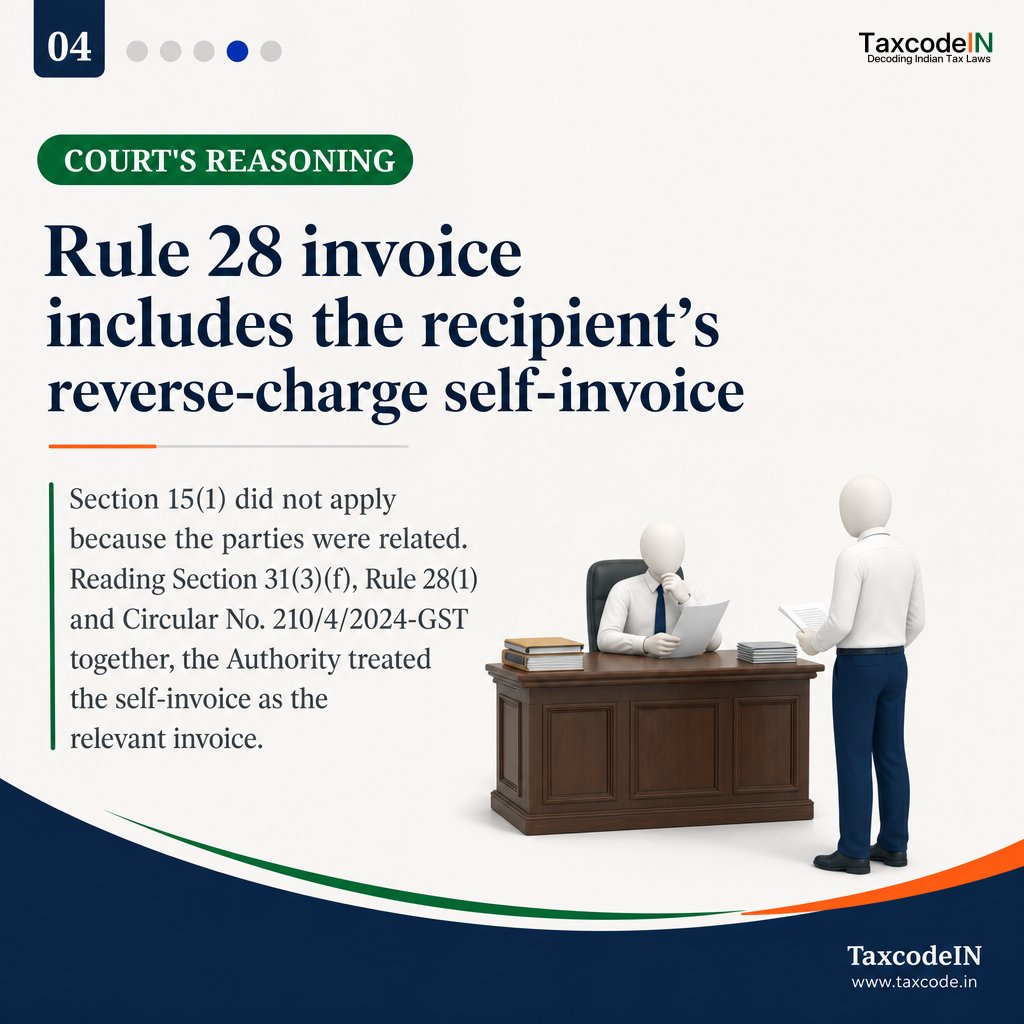 taxcodeIN's tweet photo. AAR-West Bengal: For imported services from a foreign related entity, the recipient’s self-invoice value may be deemed open market value under Rule 28(1), but only where full ITC is available. IGST remained payable under reverse charge.

Read here: https://t.co/g4pYSpD5fo https://t.co/5ZyspRYkkY