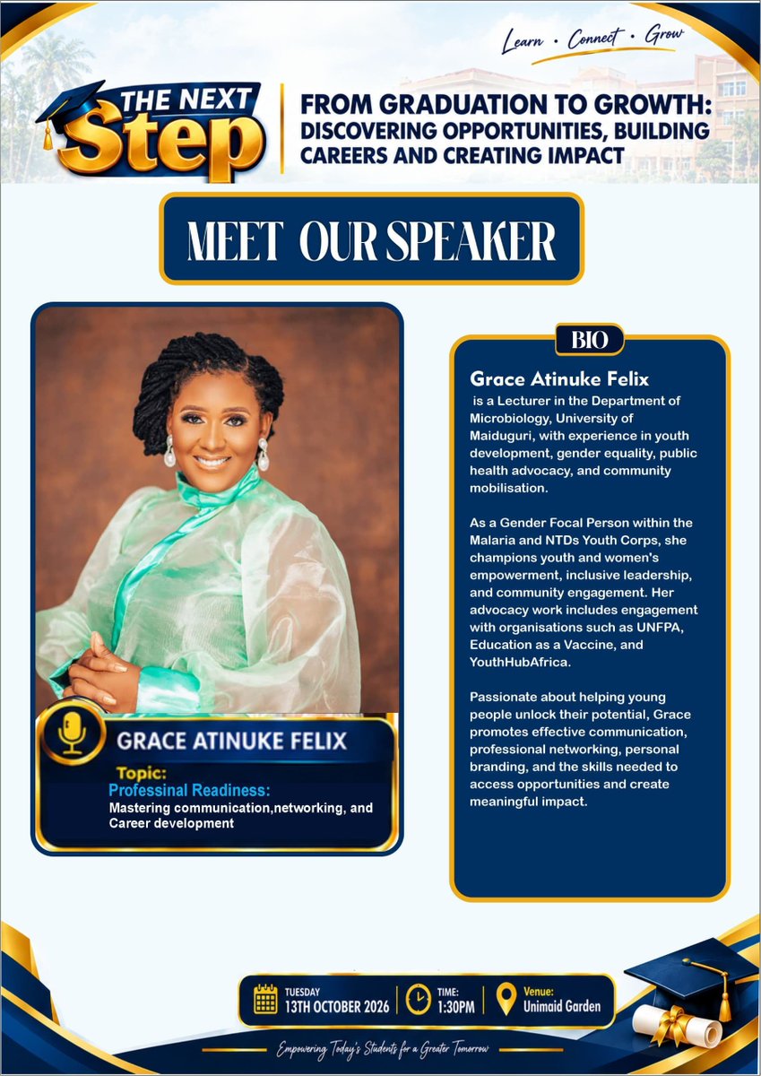LadyGrasha's tweet photo. Sometime this month, I had the privilege of speaking at an event organised by the Final Year Level Coordinator, Mallama Aminatu Umar Faruk, on “Professional Readiness: Mastering Communication, Networking, and Career Development.”

It was an enlightening, engaging, and interactive session where we explored how young people can navigate life after school, make informed decisions about their future, build meaningful professional relationships, communicate effectively, and confidently pitch their ideas.

As students prepare to transition into a new phase of life, equipping them with practical knowledge and essential life skills is crucial. Beyond academic qualifications, the ability to recognise opportunities, connect with the right people, and embrace continuous learning can make a significant difference.

I was also delighted to share the platform with other notable speakers who generously shared their knowledge and experiences, making the session even more enriching.

My sincere appreciation goes to Mallama Aminatu Umar Faruk for organising this impactful event and to everyone who contributed to bringing the vision to life.

To our students, as you step into this new chapter, may you have the courage to explore, the wisdom to make informed choices, and the confidence to pursue your aspirations.

Your journey beyond the classroom is just beginning. Make it count! 🚀

Wishing you all the very best in your future endeavours. 🎉

#ProfessionalReadiness #YouthEmpowerment