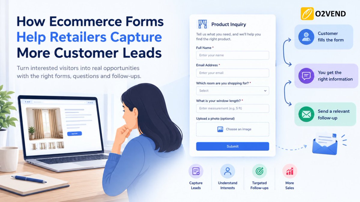 O2Vend's tweet photo. Turn website visitors into potential leads!
Ecommerce forms help retailers capture customer details, understand buying interests, and follow up at the right time.
Make every interaction count with O2VEND.
Learn More: https://t.co/L4452l9z0n
#O2VEND #Ecommerce #LeadGeneration https://t.co/IyIJSWLRG8
