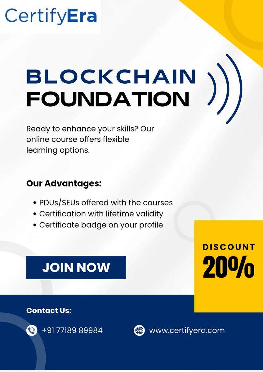 certifyera's tweet photo. 🚀 Step Into the Future with Blockchain Technology!

Ready to upgrade your skills and explore the world of blockchain? 🌐

🌐 Website: https://t.co/iO3ZVHM39o

#CertifyEra #Blockchain #Technology #BlockchainTraining #BlockchainFoundation #Learning #ProfessionalDevelopment https://t.co/JrDf1I5vyS