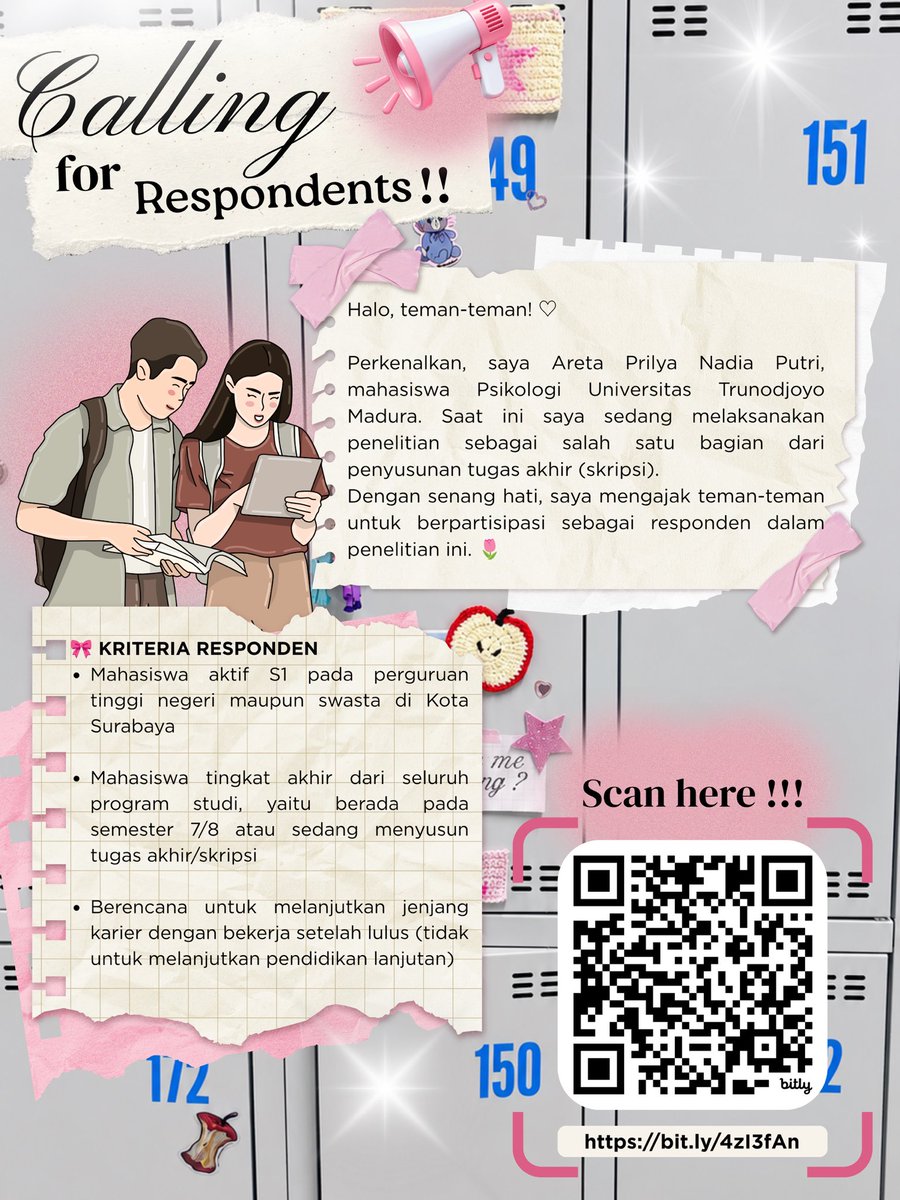 aurewly's tweet photo. Teman" mahasiswa semester akhir yg berkuliah di surabaya boleh minta tolong bantu isi kuesioner ku? 🥹 Satu jwban dari kalian berarti banget buat penelitian ini 

Barter boleh banget ya 🫶🏻

🔗: https://t.co/o3lxkjjbi3

#cariresponden #kuesionerskripsi
#mahasiswasurabaya #surabaya https://t.co/AFEHTcllJY