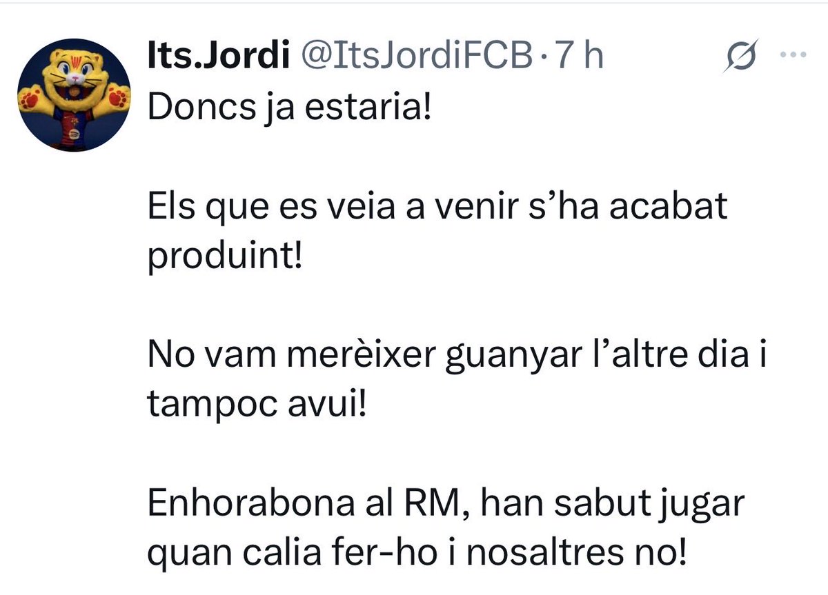 ItsJordiFCB's tweet photo. @tonifreixa Toni,no calia esperar tant per escriure aquest missatge,jo ja ho vaig fer just al final dels 45 minuts de la segona part! https://t.co/vSrPzzY32k