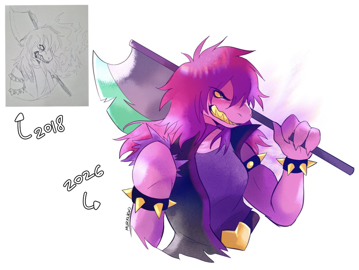 murkugo's tweet photo. found a susie sketch in an old sketchbook so i redrew her! #deltarune https://t.co/1YjQlneGxs