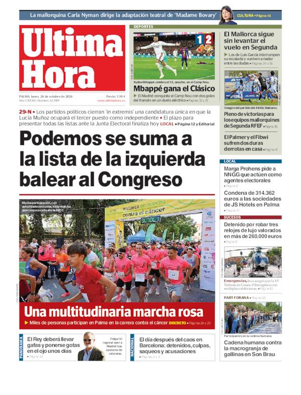UHmallorca's tweet photo. #BuenosDías, ésta es nuestra portada de hoy. #Felizlunes https://t.co/H4CwSuo3RE